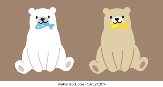 Bear vector polar Bear logo icon fish illustration character cartoon teddy