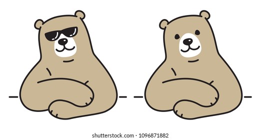 Bear vector polar Bear logo icon sunglasses illustration character cartoon doodle brown