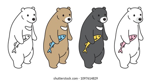 Bear vector polar Bear logo icon fish illustration character doodle cartoon