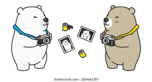 bear vector polar bear panda illustration camera film character cartoon icon logo doodle