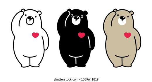 portador portador polar ilustración panda amor corazón caricatura icono de caricatura valentina