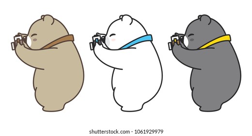 bear vector polar bear panda illustration camera logo icon character cartoon doodle