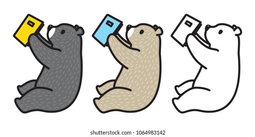 bear vector polar bear panda illustration reading book character cartoon icon logo