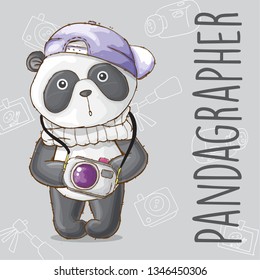 bear vector polar bear panda illustration photographer character cartoon - Vector