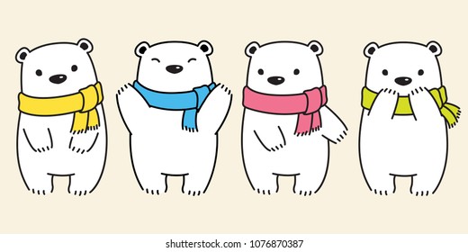 bear vector polar bear panda logo icon scarf kid illustration character cartoon doodle