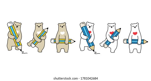 Bear vector polar bear pencil icon logo teddy cartoon character symbol illustration doodle design