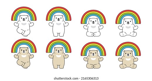 Bear vector polar bear rainbow icon logo teddy character cartoon symbol doodle animal illustration design isolated