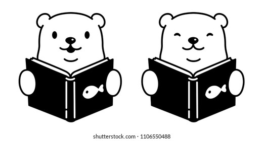 bear vector polar bear reading book logo icon illustration cartoon