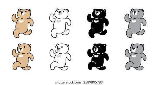 Bear vector polar bear run running cartoon character icon pet symbol illustration clip art isolated design