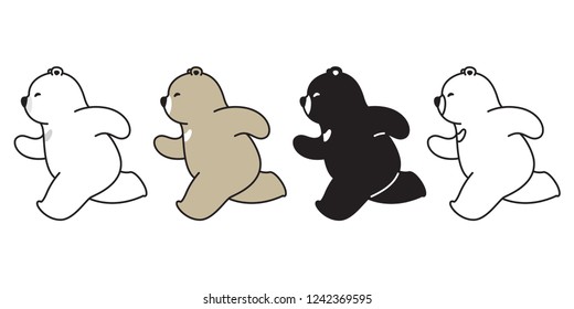 Bear vector polar bear running cartoon character icon logo illustration doodle