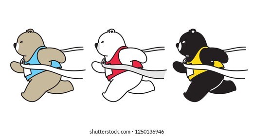 Bear vector polar bear running marathon cartoon character icon logo illustration doodle