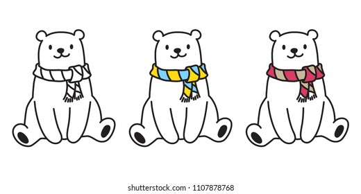 bear vector polar bear scarf icon logo illustration cartoon character