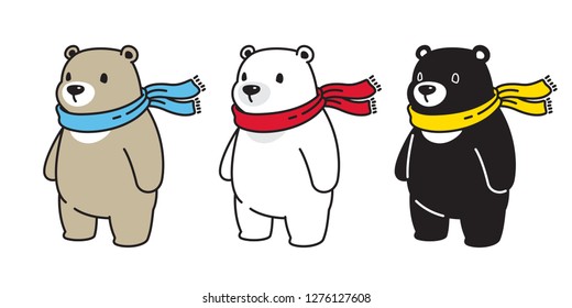 Bear vector Polar Bear scarf icon honey logo cartoon character illustration doodle