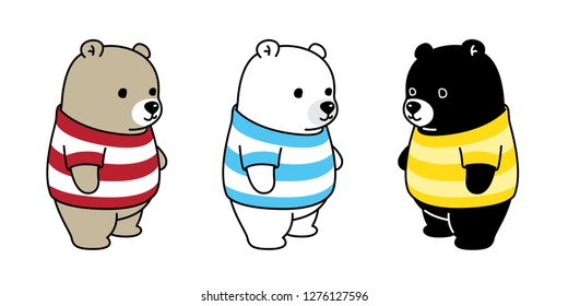 Bear vector Polar Bear shirt stripes icon honey logo cartoon character doodle illustration