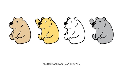 Bear vector polar bear sitting icon fat teddy cartoon character doodle logo illustration symbol design