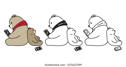 Bear vector polar bear smartphone tablet cartoon character icon logo illustration doodle