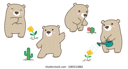 Bear vector Polar Bear wood flower cactus yard illustration character icon logo