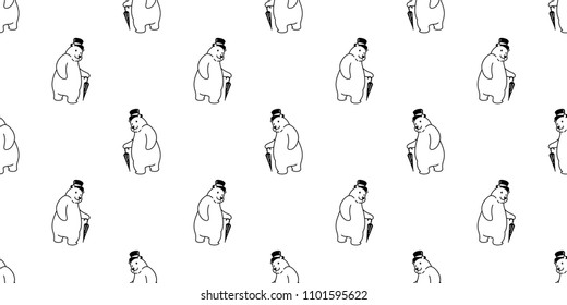 bear vector seamless pattern polar bear top hat umbrella isolated background wallpaper