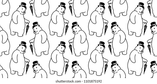 bear vector seamless pattern polar bear top hat umbrella isolated wallpaper background