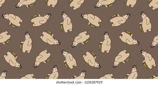 bear vector seamless pattern polar bear top hat umbrella isolated wallpaper background brown