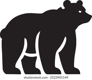 Bear Vector Silhouette Illustration , Bear Illustration ,Bear Art Drawing , Animal Vector Silhouette Illustration