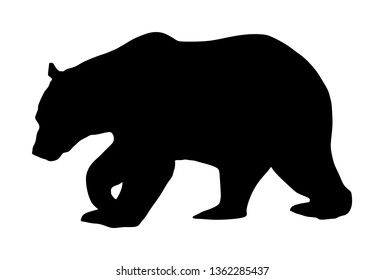 Bear vector silhouette illustration isolated on white background. Grizzly symbol. Big animal, nature wildlife concept.