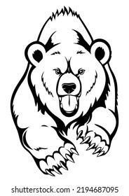 Bear vector, silhouette vector, isolated illustration abstract pattern on white background, tattoo tribal vector design, simple logo on white background