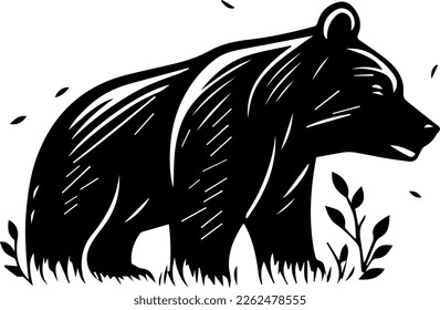 Bear vector silhouette. Simple bear logo symbol design