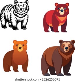 bear, vector--on-white-background , colorful bear 