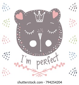 Bear vector,T-shirt Print, so cute ,Valentine's Day, animal drawing, Children illustration. Separate Objects, Romantic hand drawing poster. Cartoon doodle character.
