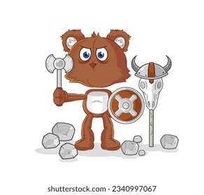 the bear viking with an ax illustration. character vector
