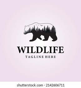 Bear vintage logo silhouette outdoor illustration design