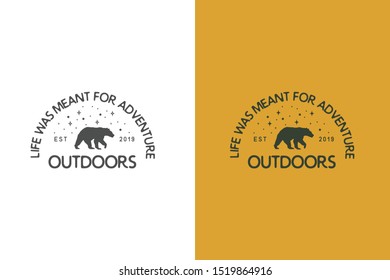 bear vintage logo vector design illustration, emblems, silhouettes, nature