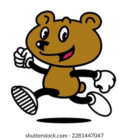 Bear vintage mascot run vector