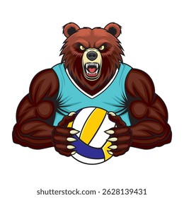 bear volleyball mascot vector illustration design