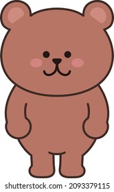 Bear waiting for a friend. Vector illustration isolated on a white background.
