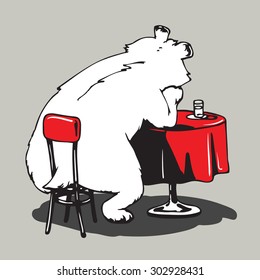 Bear waiting for the show misses a table in the bar