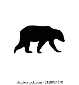 bear walking gallantly, silhouette line for logo
