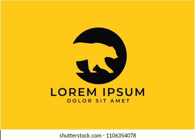 bear walking logo vector icon illustration