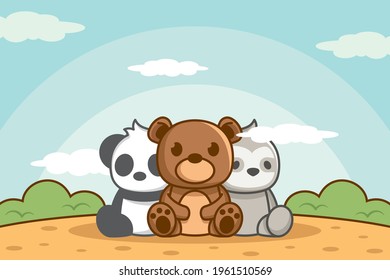 bear wallpaper, kids room decoration, cute wallpaper