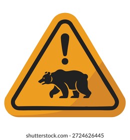 The bear warning sign vector illustration isolated perfect for wildlife caution alert safety nature park and forest themed creative artwork designs