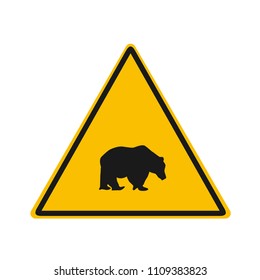 Bear Warning Sign Yellow Predator Hazard Stock Vector (Royalty Free ...