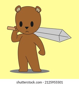 bear warrior cartoon illustration design