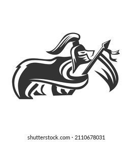 El guerrero del oso sostiene la bandera Icono Ilustración Identidad de la marca