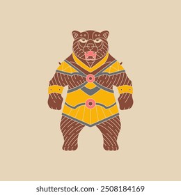 bear warrior powerful animal logo vintage design vector