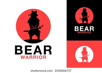 Bear Warrior Samurai Fighter Sword Logo Design