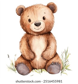 bear watercolor clipart illustration isolated