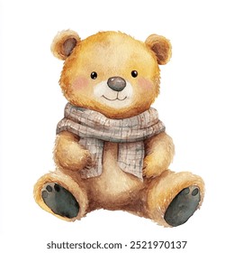 Bear watercolor clipart isolated white background 