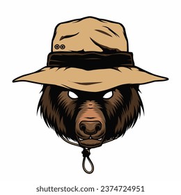 bear wearing bucket hat vector mascot