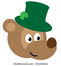 Bear wearing a green hat for St. Patrick's Day